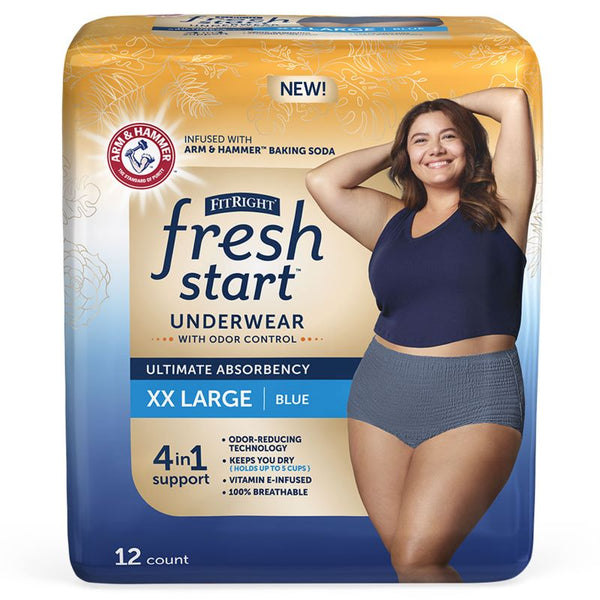 FitRight Fresh Start Protective Underwear for Women, Blue, Small